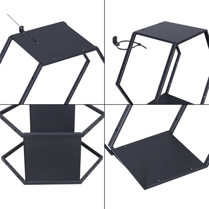 Set Tand 4 Scaffali Esagonali Mensole in Acciaio Scaffali Modulari da Muro o Terra - Nero [en.casa]