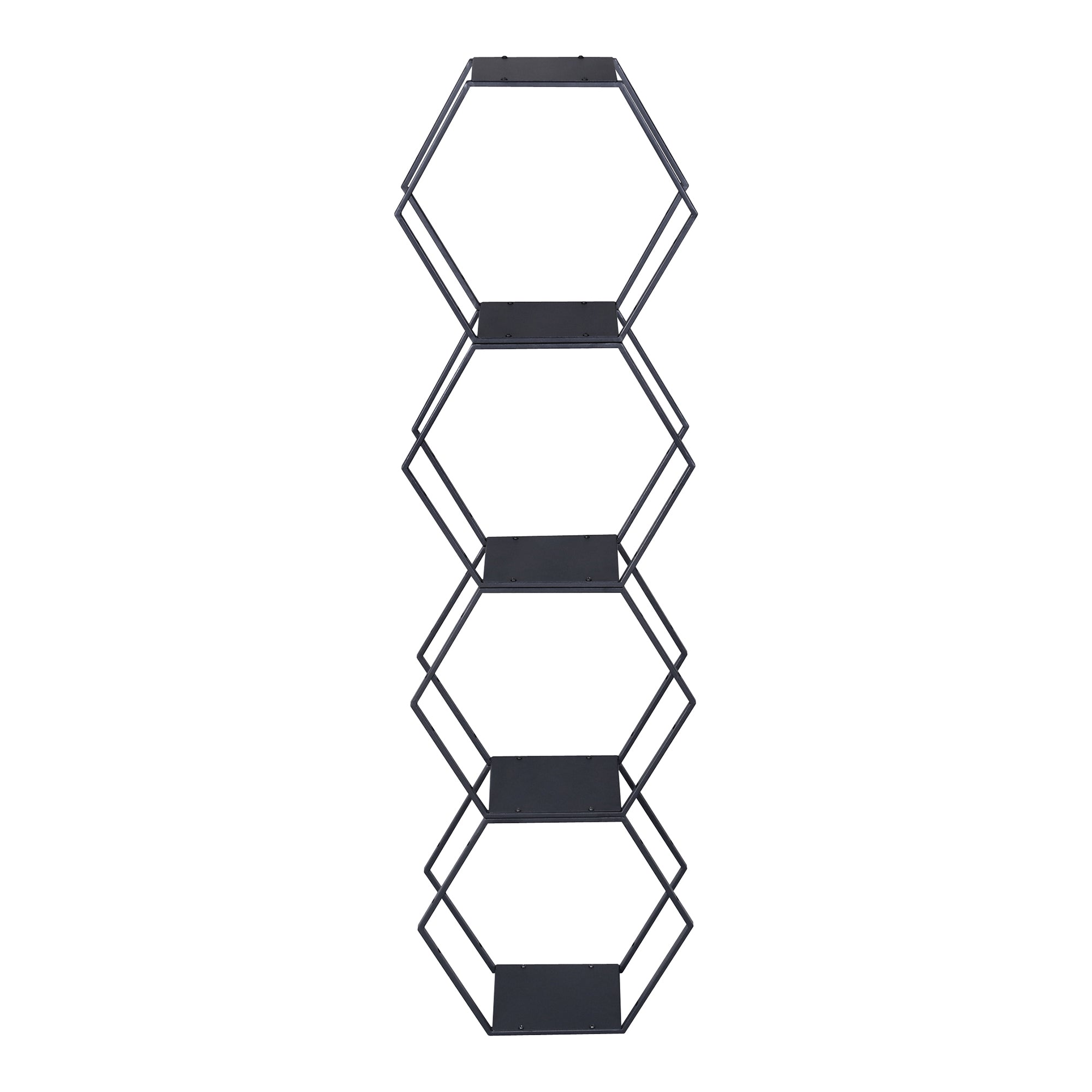 Set Tand 4 Scaffali Esagonali Mensole in Acciaio Scaffali Modulari da Muro o Terra - Nero [en.casa]