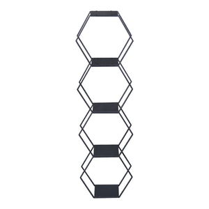 Set Tand 4 Scaffali Esagonali Mensole in Acciaio Scaffali Modulari da Muro o Terra - Nero [en.casa]