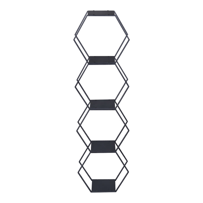 Set Tand 4 Scaffali Esagonali Mensole in Acciaio Scaffali Modulari da Muro o Terra - Nero [en.casa]