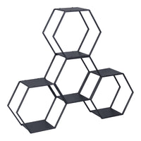 Set Tand 4 Scaffali Esagonali Mensole in Acciaio Scaffali Modulari da Muro o Terra - Nero [en.casa]