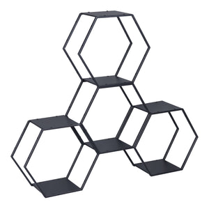 Set Tand 4 Scaffali Esagonali Mensole in Acciaio Scaffali Modulari da Muro o Terra - Nero [en.casa]