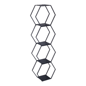 Set Tand 4 Scaffali Esagonali Mensole in Acciaio Scaffali Modulari da Muro o Terra - Nero [en.casa]