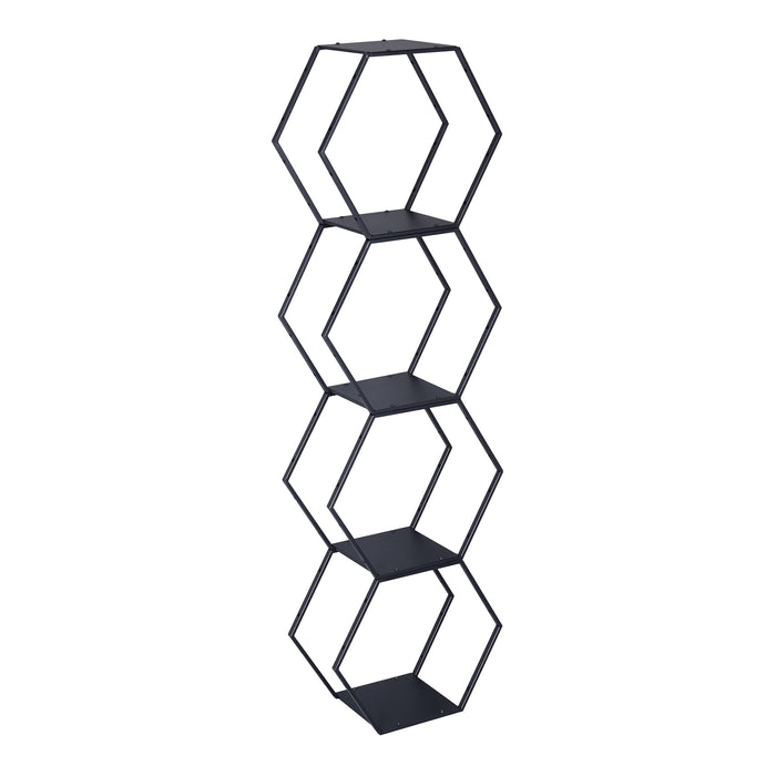 Set Tand 4 Scaffali Esagonali Mensole in Acciaio Scaffali Modulari da Muro o Terra - Nero [en.casa]