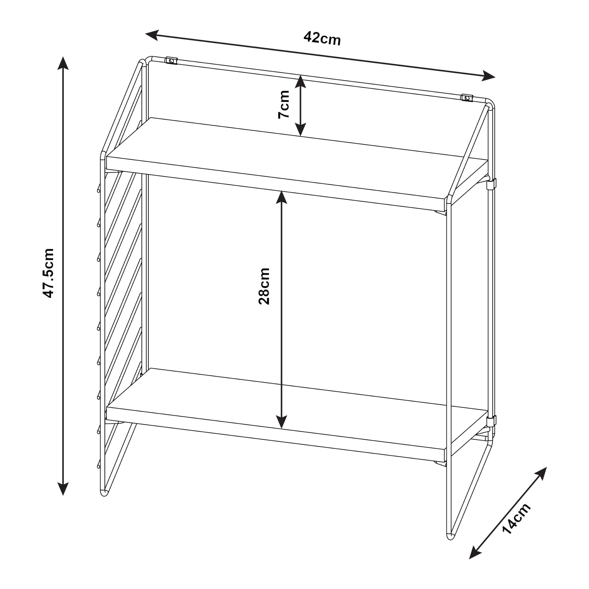Scaffale da Parete Bømlo 47,5 x 42 x 14 cm Nero / Effetto Noce [en.casa]