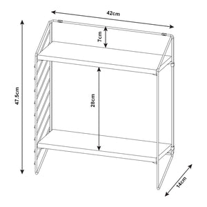 Scaffale da Parete Bømlo 47,5 x 42 x 14 cm Nero / Effetto Noce [en.casa]
