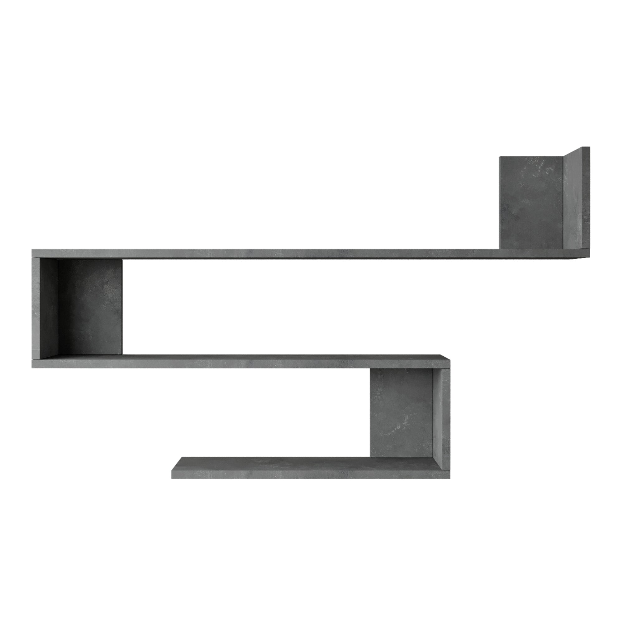 Mensola da Parete Kitee con 3 Ripiani Libreria Pensile a S - Effetto Cemento [en.casa]