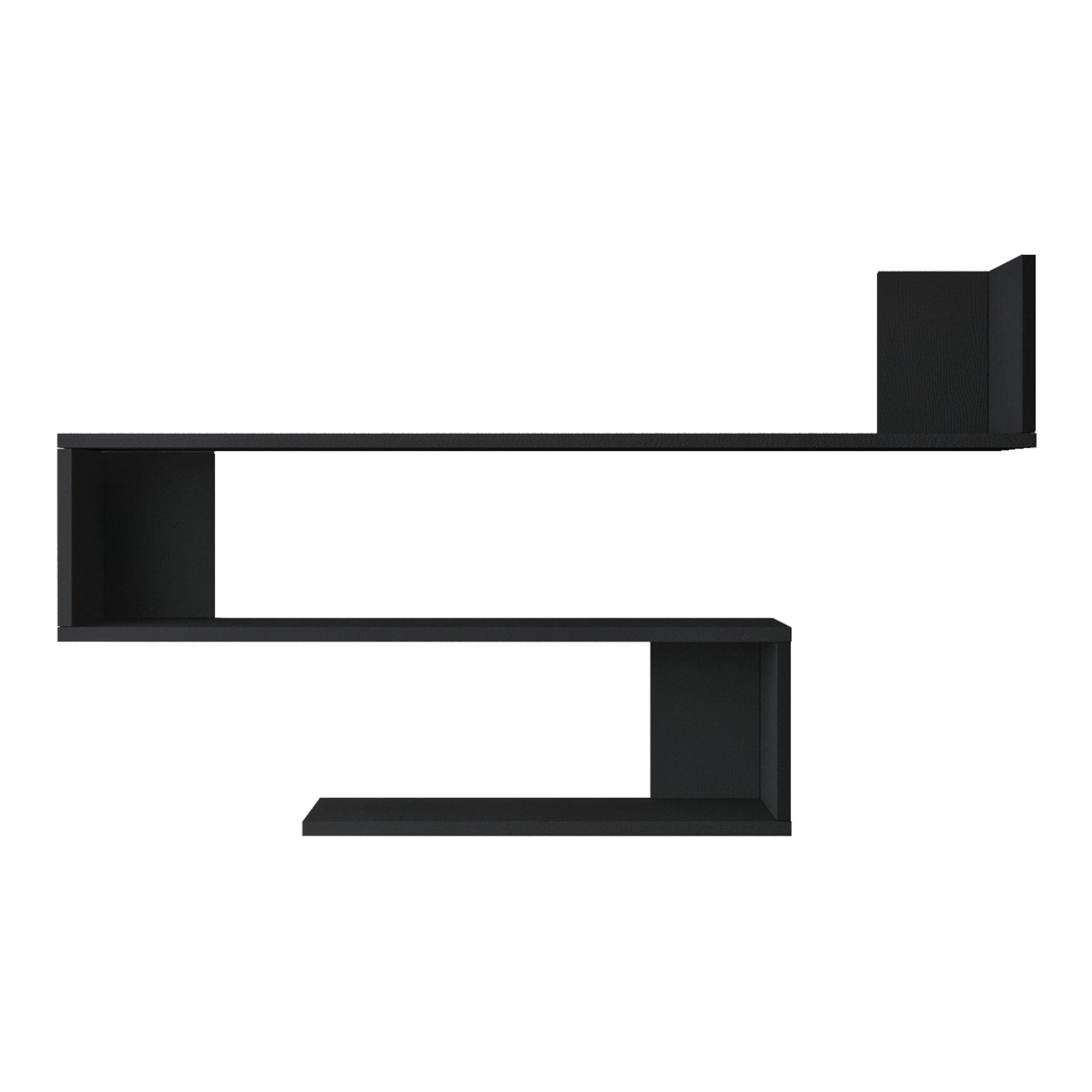 Mensola da Parete Kitee con 3 Ripiani Libreria Pensile a S - Nero [en.casa]