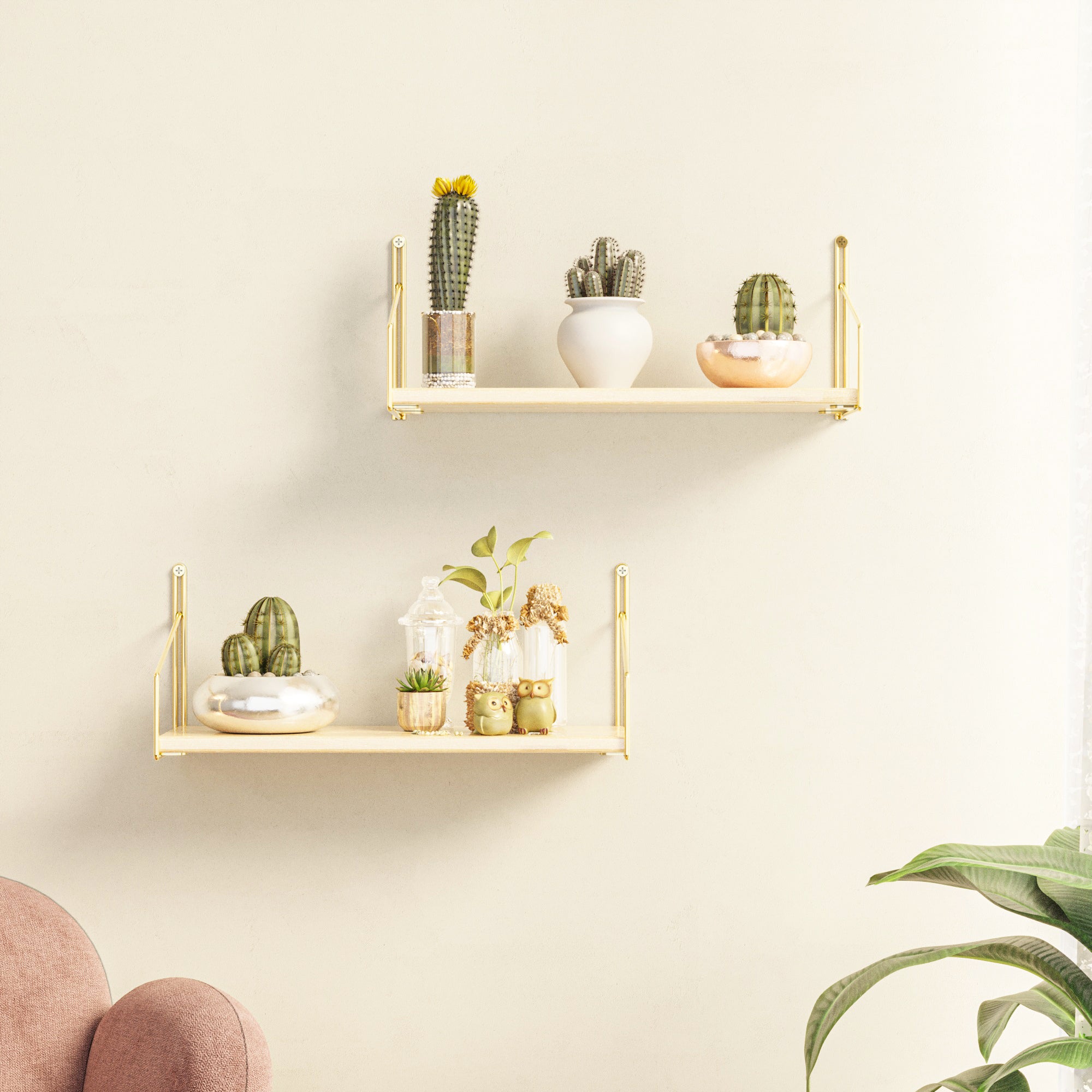 Mensola da Parete Muurame con Piano in Legno di Pino 40 x 14 cm [en.casa]