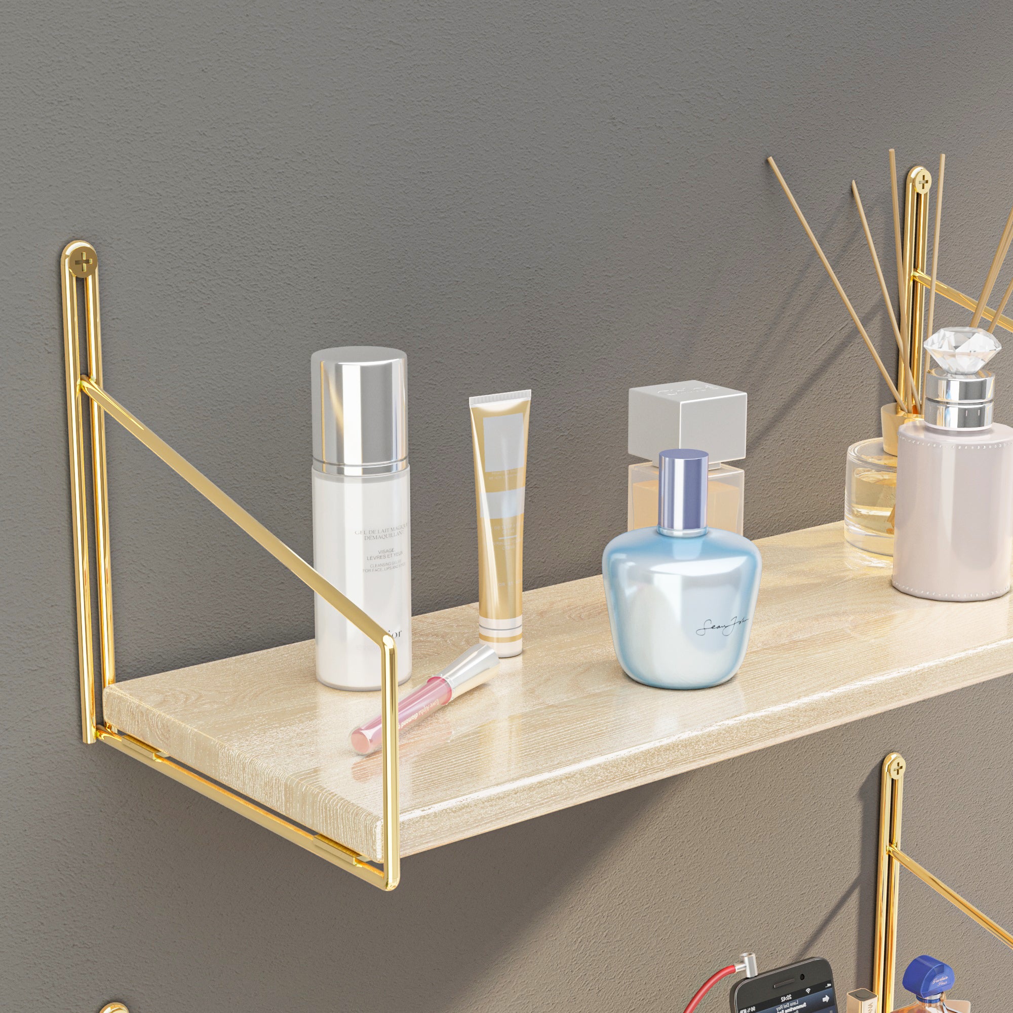 Mensola da Parete Muurame con Piano in Legno di Pino 40 x 14 cm [en.casa]