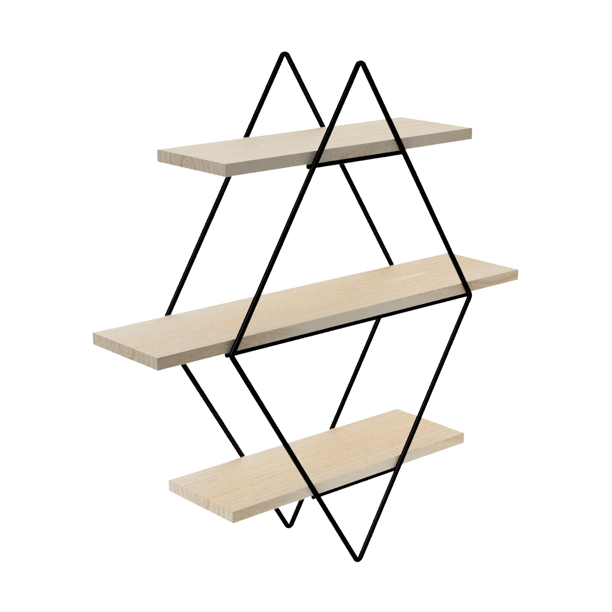 Scaffale da Parete Heinävesi Romboidale - Nero / Legno Naturale [en.casa]