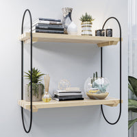 Scaffale da Parete Oulu a 2 Ripiani a Doghe in Legno di Pino [en.casa]