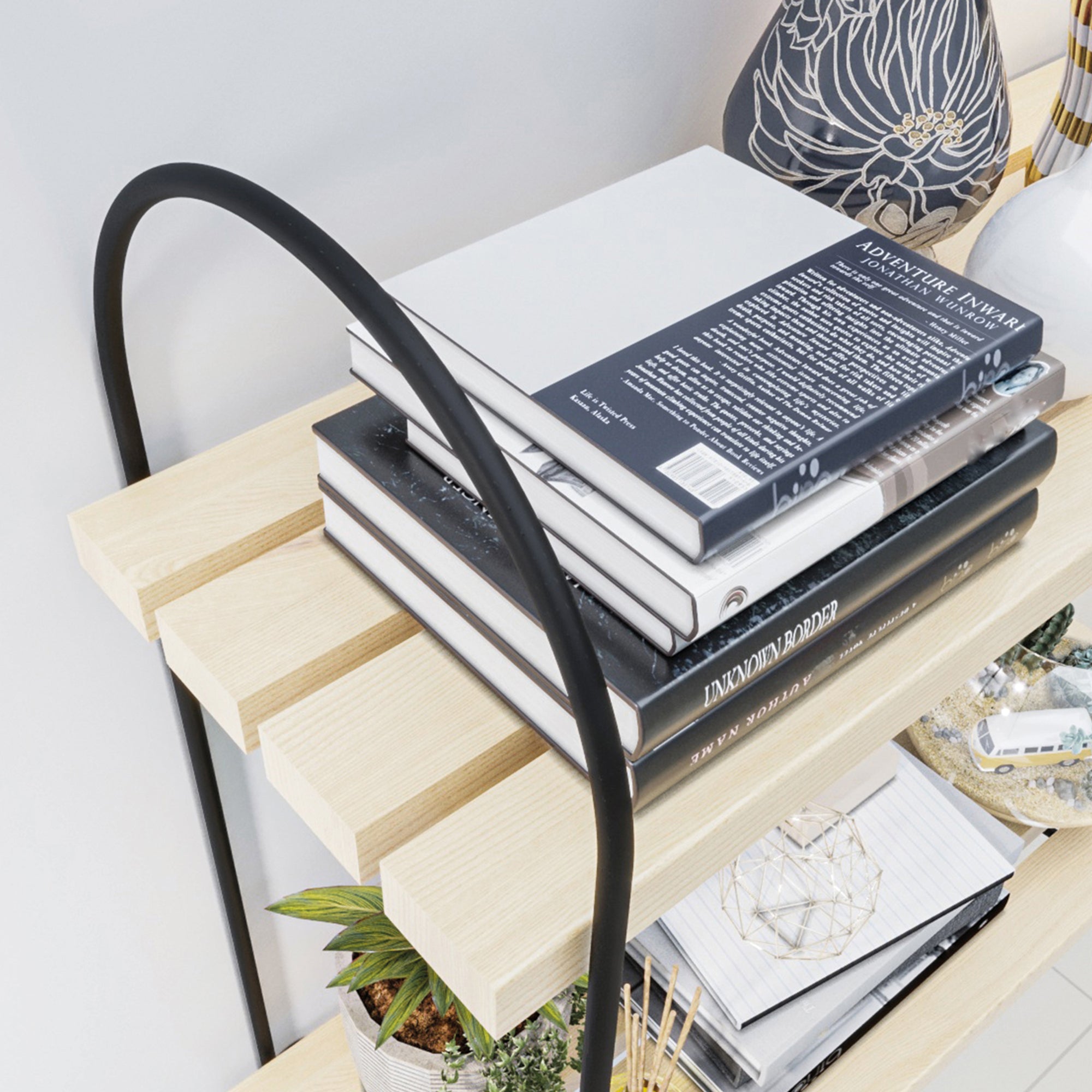 Scaffale da Parete Oulu a 2 Ripiani a Doghe in Legno di Pino [en.casa]