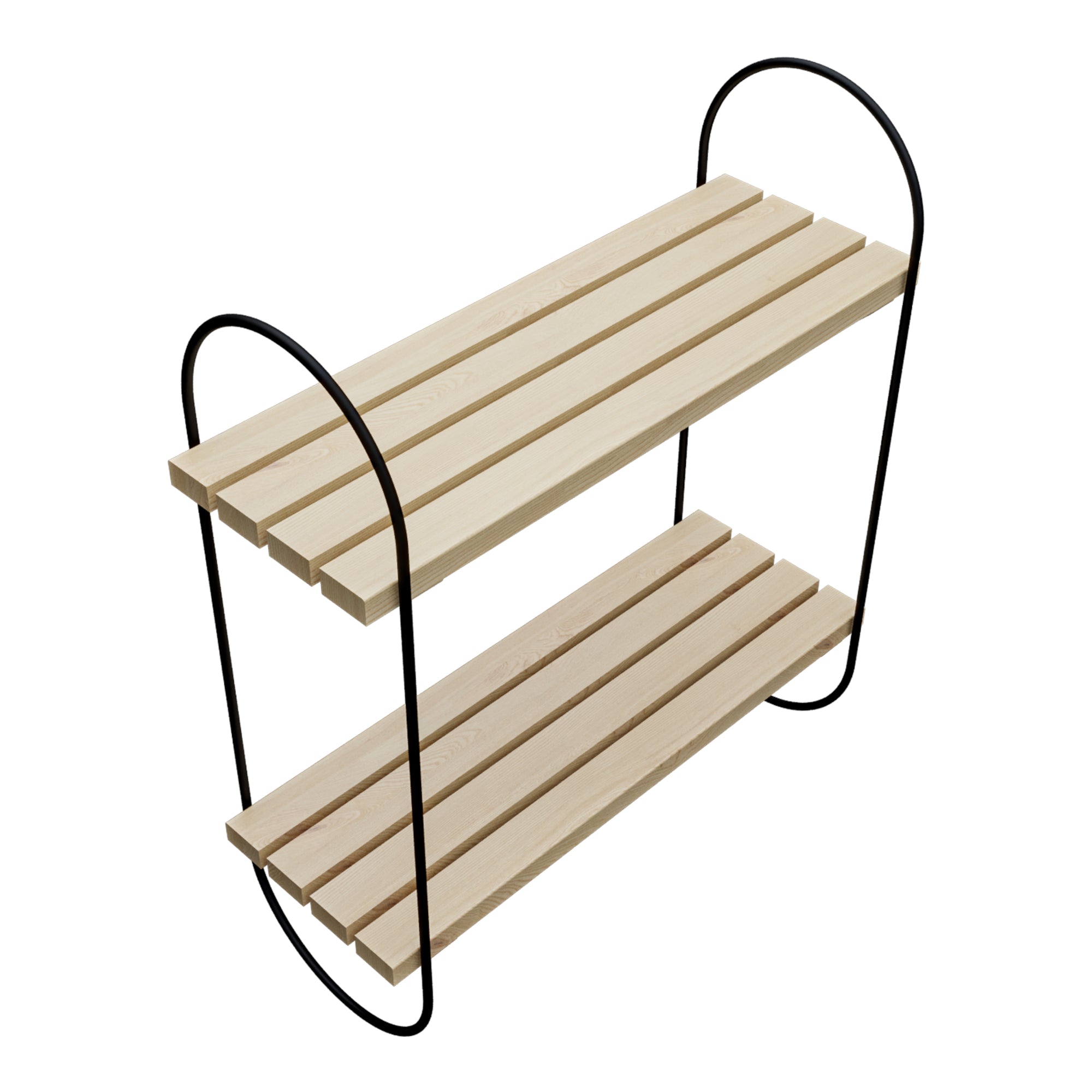 Scaffale da Parete Oulu a 2 Ripiani a Doghe in Legno di Pino [en.casa]