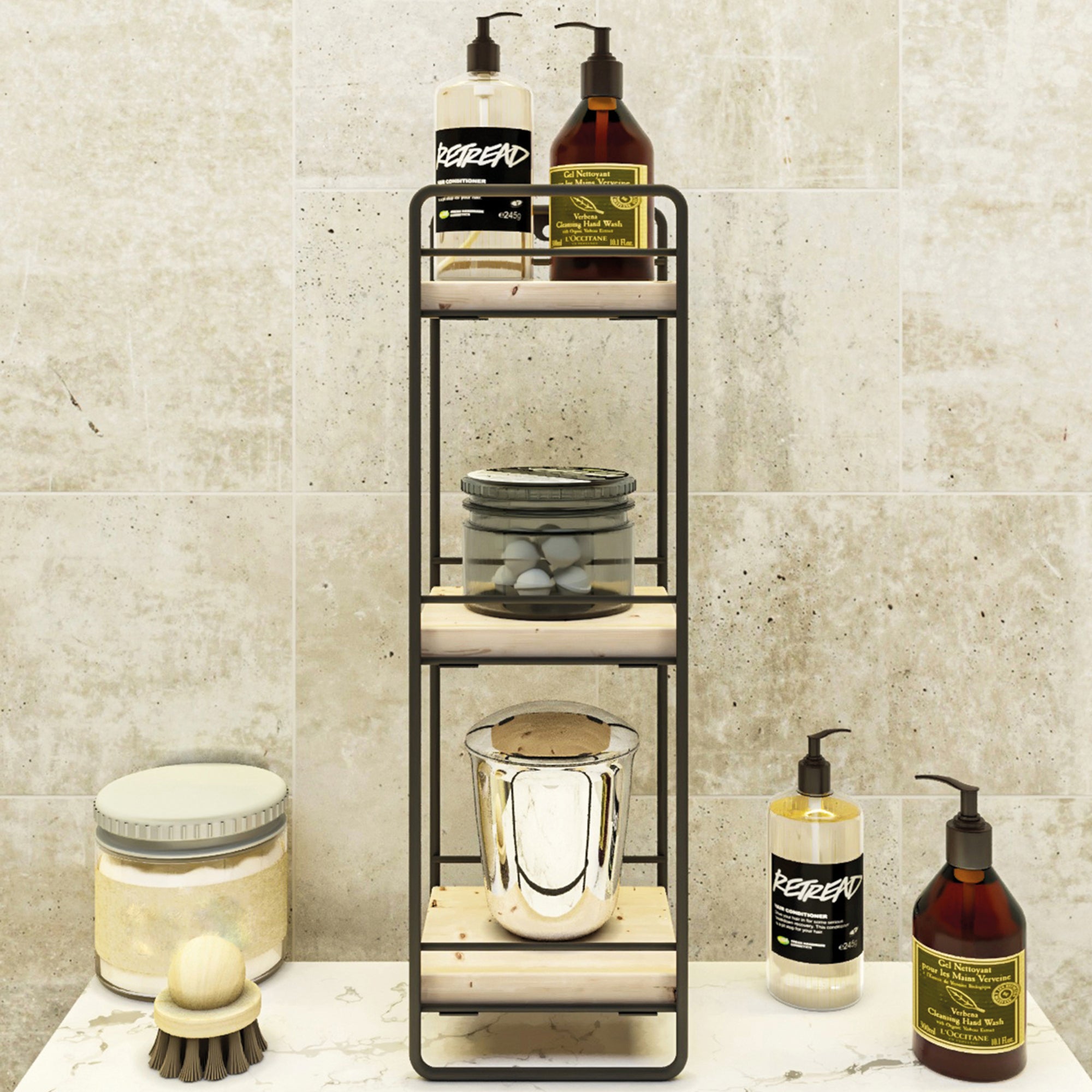 Scaffale Autoportante Pargas a 3 Ripiani in Legno di Pino [en.casa]