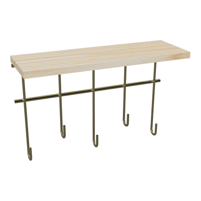 Mensola Parikkala con Ganci Portachiavi da Parete - Legno / color Oro [en.casa]