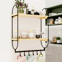 Scaffale da Parete Pielavesi a 2 Ripiani in Legno Portaoggetti per Cucina Bagno [en.casa]