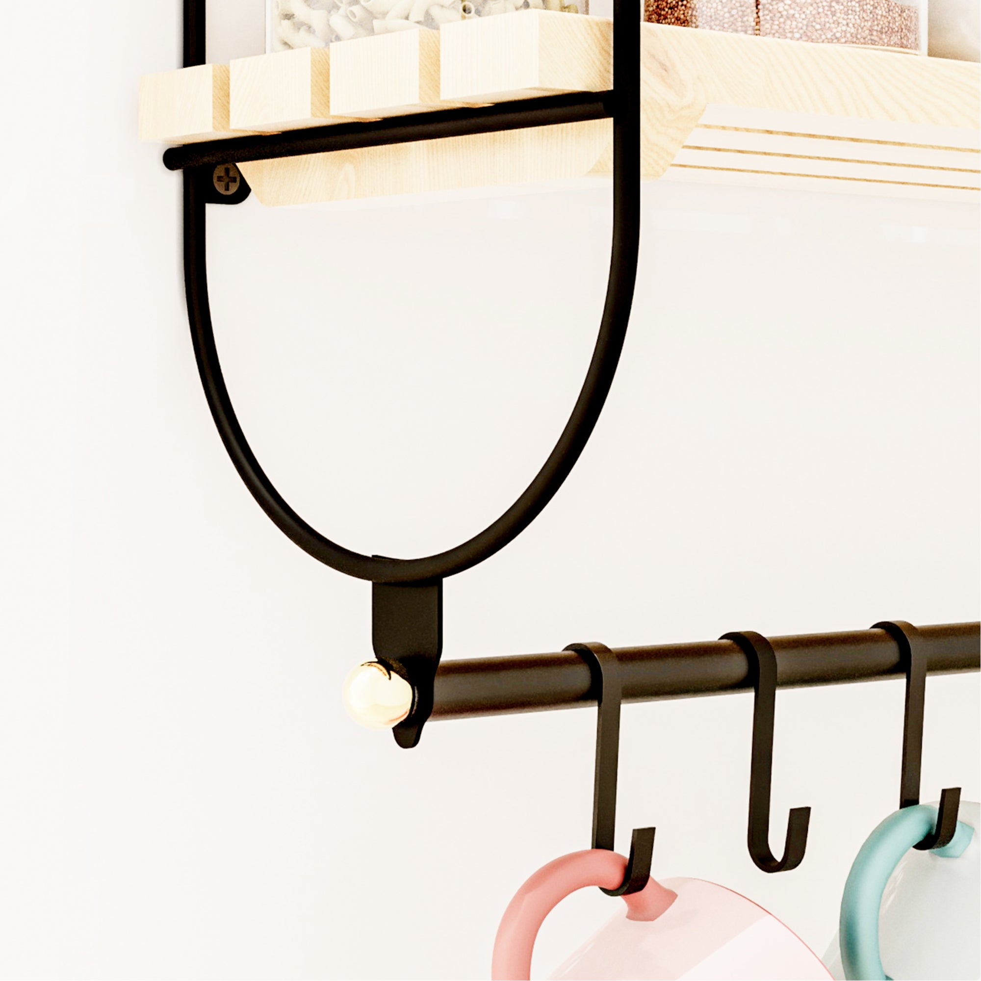 Scaffale da Parete Pielavesi a 2 Ripiani in Legno Portaoggetti per Cucina Bagno [en.casa]