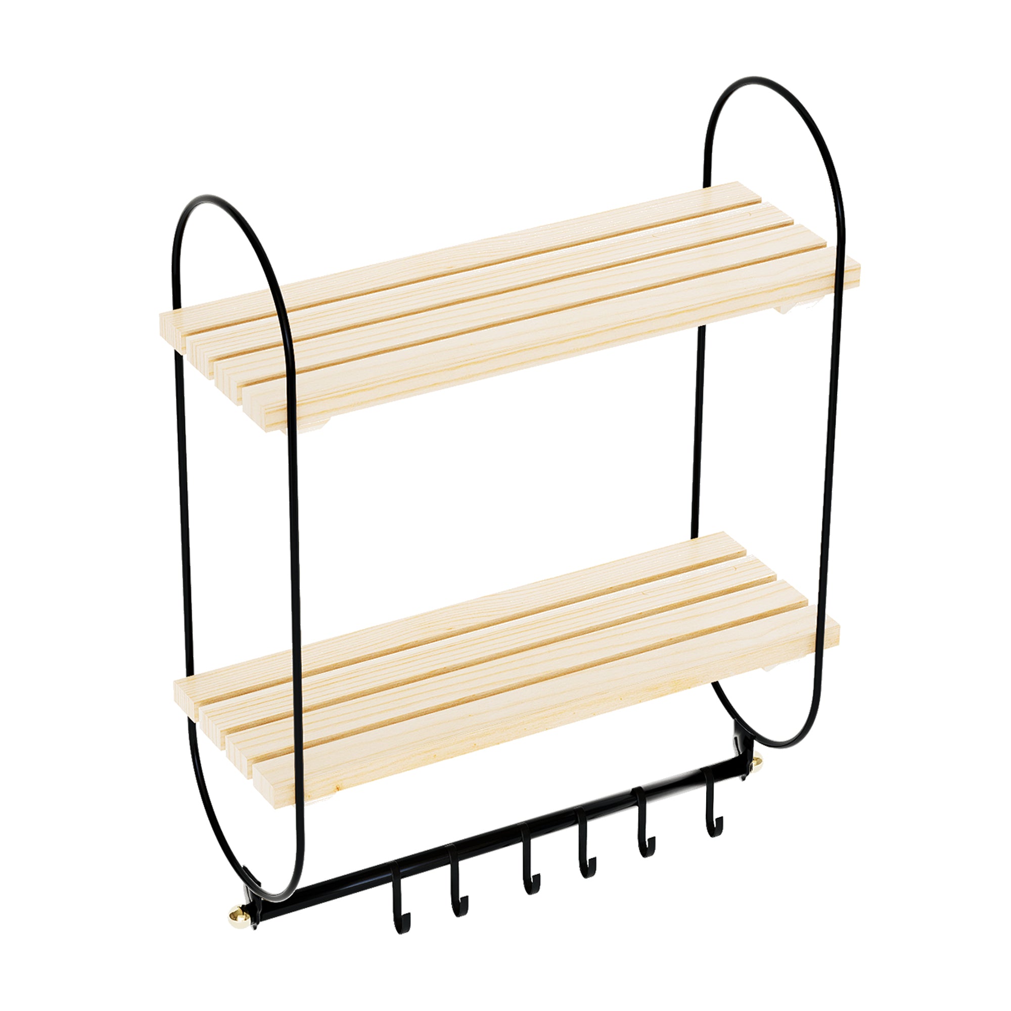 Scaffale da Parete Pielavesi a 2 Ripiani in Legno Portaoggetti per Cucina Bagno [en.casa]