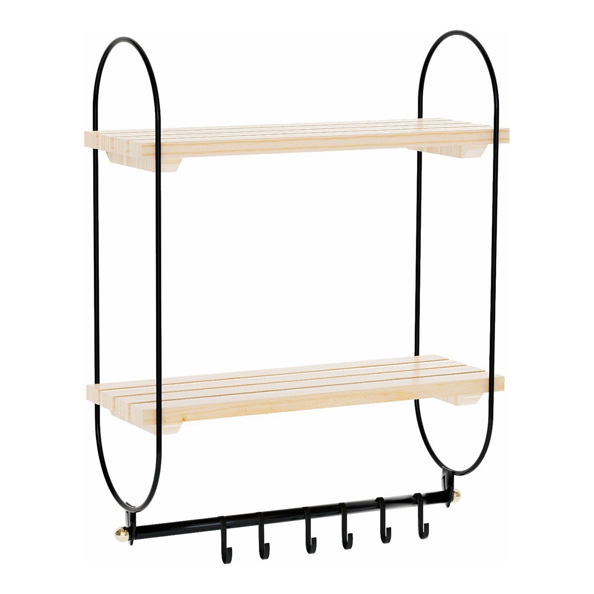 Scaffale da Parete Pielavesi a 2 Ripiani in Legno Portaoggetti per Cucina Bagno [en.casa]