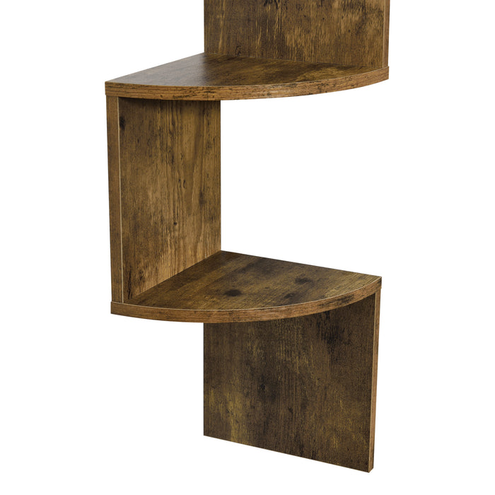 Scaffale Angolare da Parete Lysaker Design Zigzag con 5 Ripiani - Effetto Noce [en.casa]