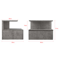 Comodino da Parete Amberg con Cassetto e Ripiani 40x35x31 cm - Effetto Cemento [en.casa]