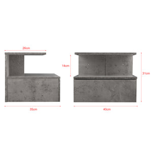 Comodino da Parete Amberg con Cassetto e Ripiani 40x35x31 cm - Effetto Cemento [en.casa]