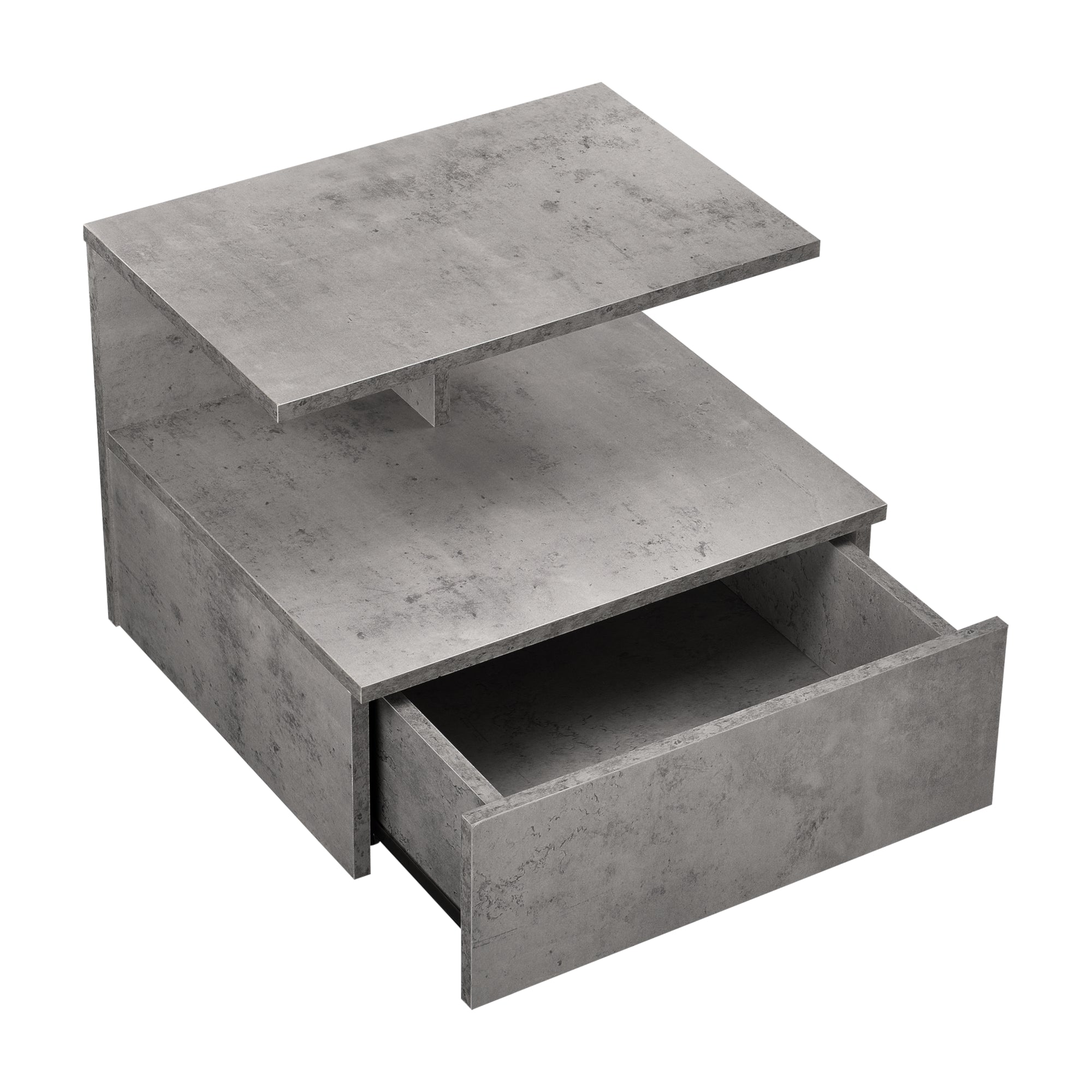 Comodino da Parete Amberg con Cassetto e Ripiani 40x35x31 cm - Effetto Cemento [en.casa]
