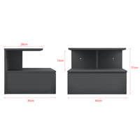 Comodino da Parete Amberg con Cassetto e Ripiani 40x35x31 cm - Grigio Scuro [en.casa]