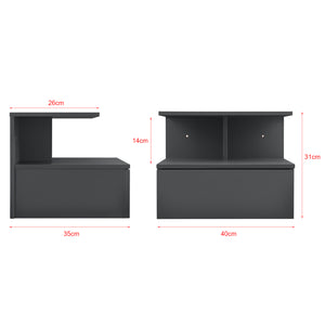 Comodino da Parete Amberg con Cassetto e Ripiani 40x35x31 cm - Grigio Scuro [en.casa]