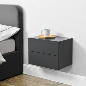 Comodino da Parete Ampfing con 2 Cassetti 40x29x30 cm Grigio Scuro [en.casa]