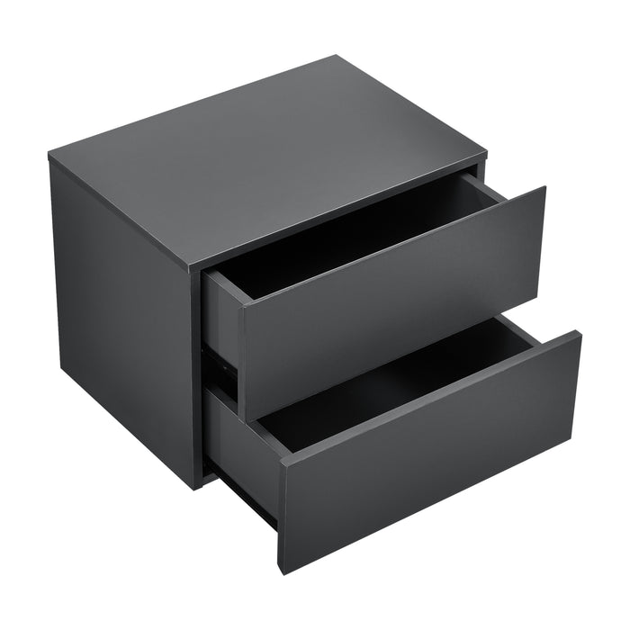 Comodino da Parete Ampfing con 2 Cassetti 40x29x30 cm Grigio Scuro [en.casa]