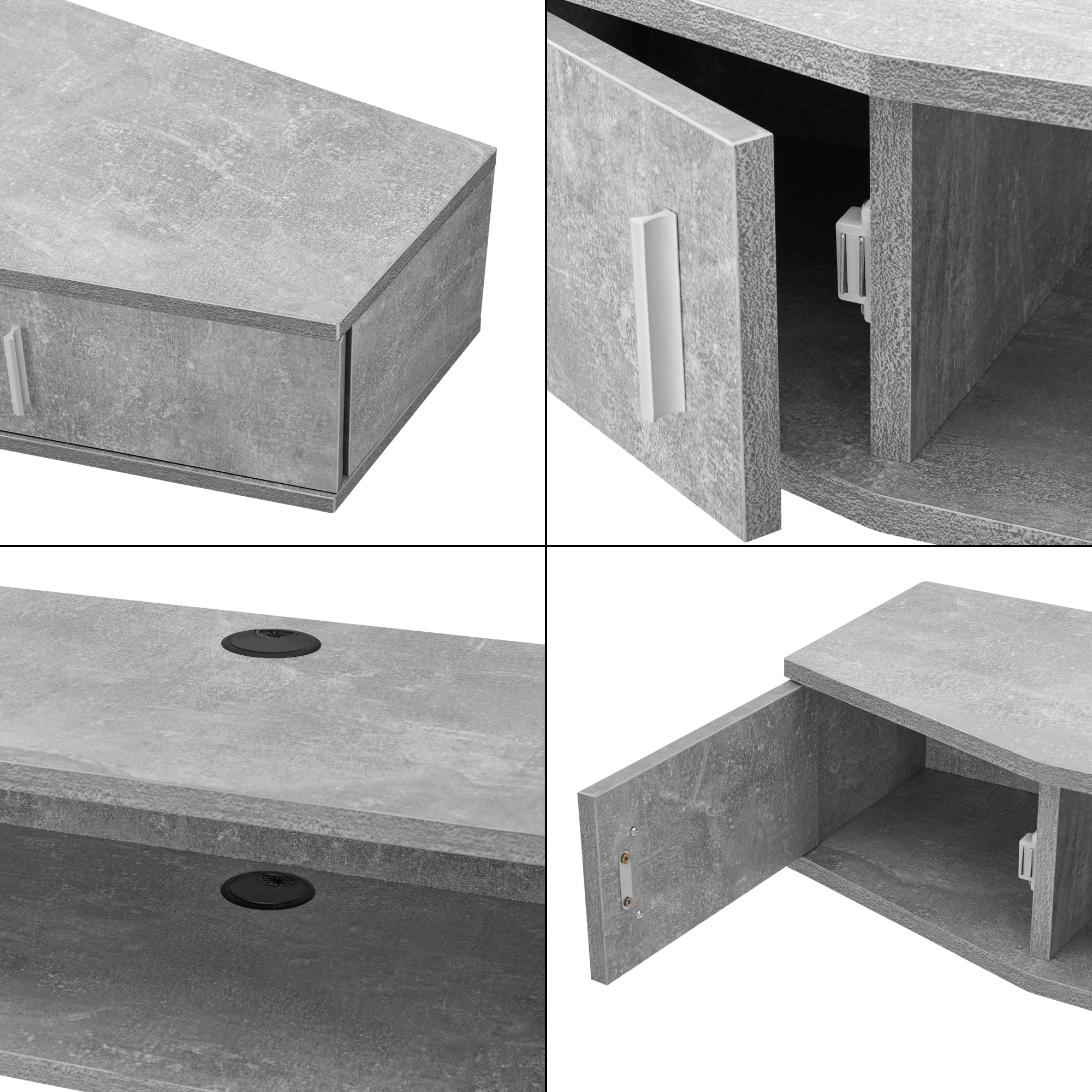 Mensola TV Tørring Sospesa a Muro 17,5 x 110 x 30 cm Effetto Cemento [en.casa]