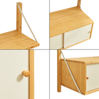 Scaffale da Parete Tingvoll in Bambù 85 x 65 x 34 cm - Naturale [en.casa]