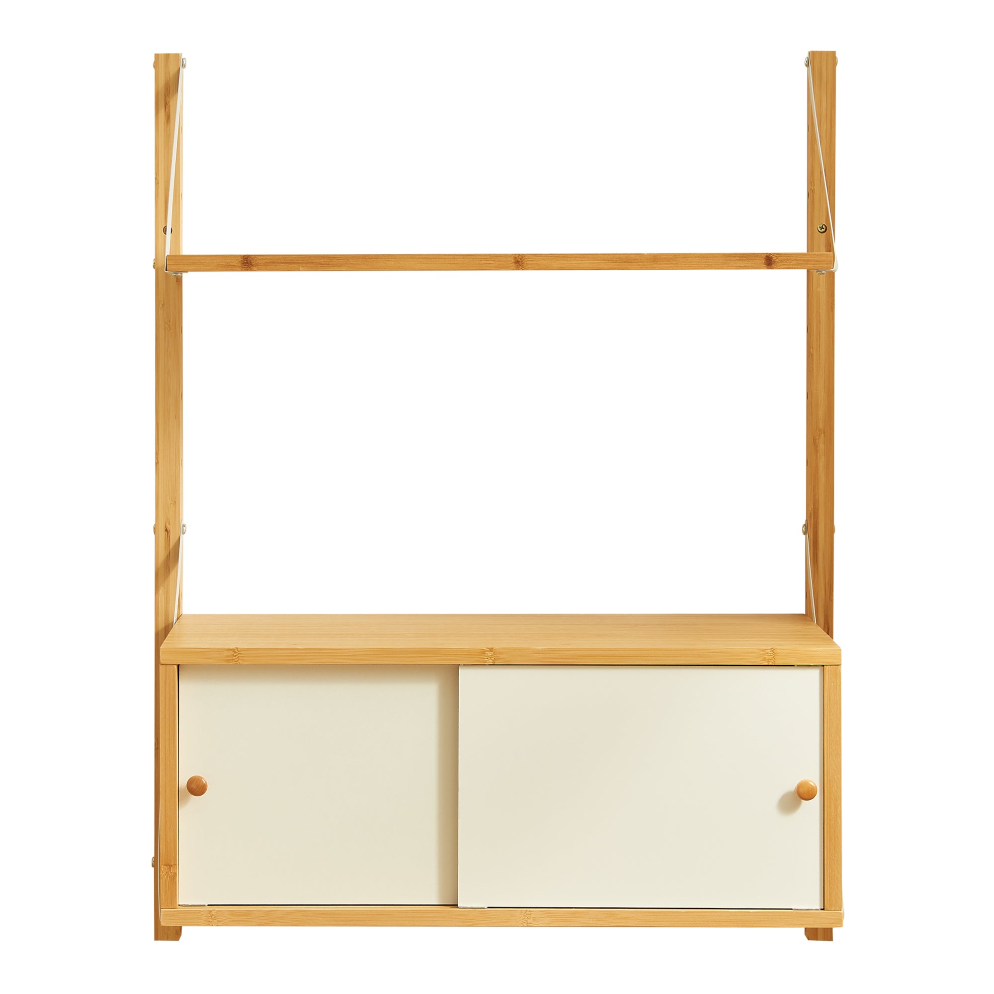 Scaffale da Parete Tingvoll in Bambù 85 x 65 x 34 cm - Naturale [en.casa]