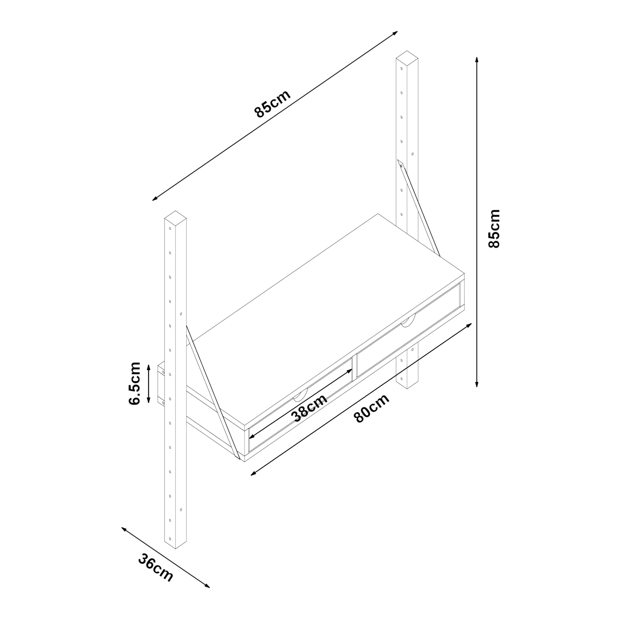 Scaffale da Parete Tingvoll in Bambù 85 x 85 x 36 cm - Naturale [en.casa]