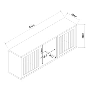 Armadietto da Parete Ypäjä con Ante Scorrevoli 93x20x33 cm Bambù Naturale [en.casa]