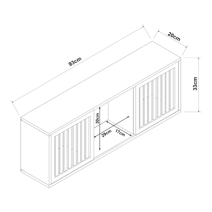 Armadietto da Parete Ypäjä con Ante Scorrevoli 93x20x33 cm Bambù Naturale [en.casa]