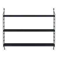 Set di 3 Scaffali da Parete Strängnäs a 3 Ripiani Regolabili  50 x 60 x 15 cm Acciaio Nero [en.casa]