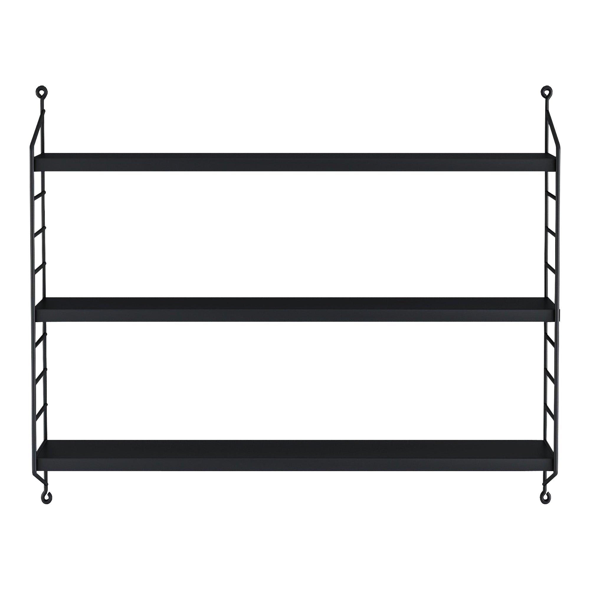 Set di 4 Scaffali da Parete Strängnäs a 3 Ripiani Regolabili  50 x 60 x 15 cm Acciaio Nero [en.casa]