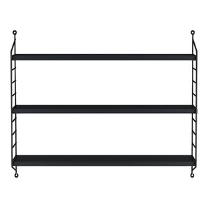 Set di 4 Scaffali da Parete Strängnäs a 3 Ripiani Regolabili  50 x 60 x 15 cm Acciaio Nero [en.casa]