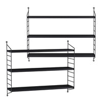 Set di 2 Scaffali da Parete Strängnäs a 3 Ripiani Regolabili  50 x 60 x 15 cm Acciaio Nero [en.casa]
