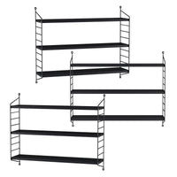 Set di 3 Scaffali da Parete Strängnäs a 3 Ripiani Regolabili  50 x 60 x 15 cm Acciaio Nero [en.casa]