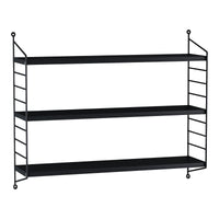 Set di 3 Scaffali da Parete Strängnäs a 3 Ripiani Regolabili  50 x 60 x 15 cm Acciaio Nero [en.casa]