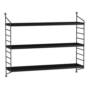 Set di 4 Scaffali da Parete Strängnäs a 3 Ripiani Regolabili  50 x 60 x 15 cm Acciaio Nero [en.casa]