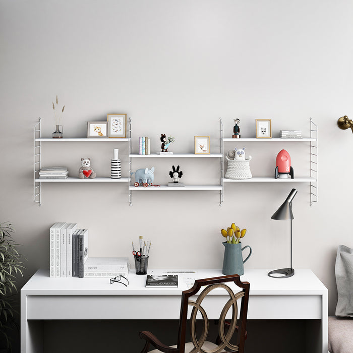 Set di 2 Scaffali da Parete Strängnäs a 3 Ripiani Regolabili  50 x 60 x 15 cm Acciaio Bianco [en.casa]