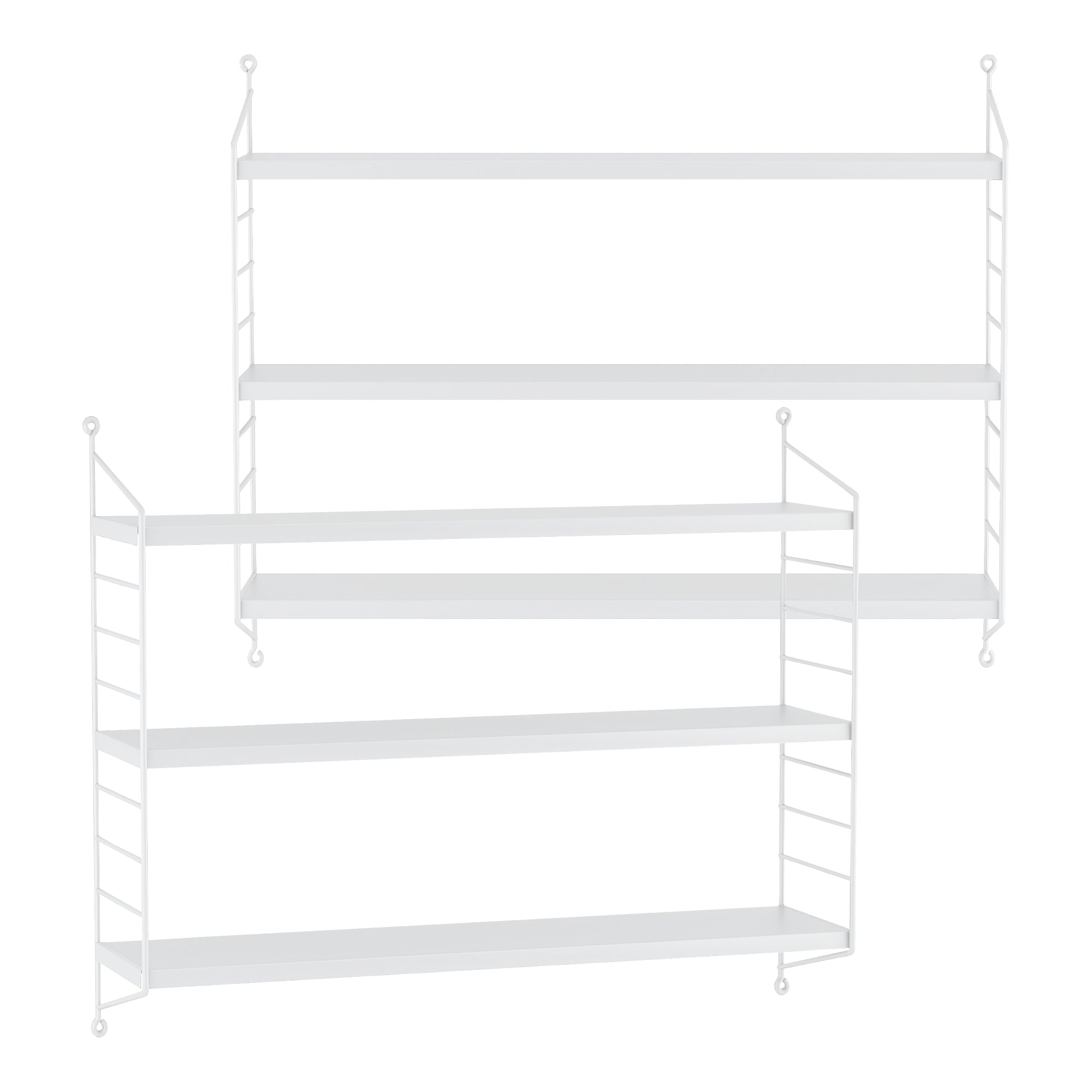 Set di 2 Scaffali da Parete Strängnäs a 3 Ripiani Regolabili  50 x 60 x 15 cm Acciaio Bianco [en.casa]