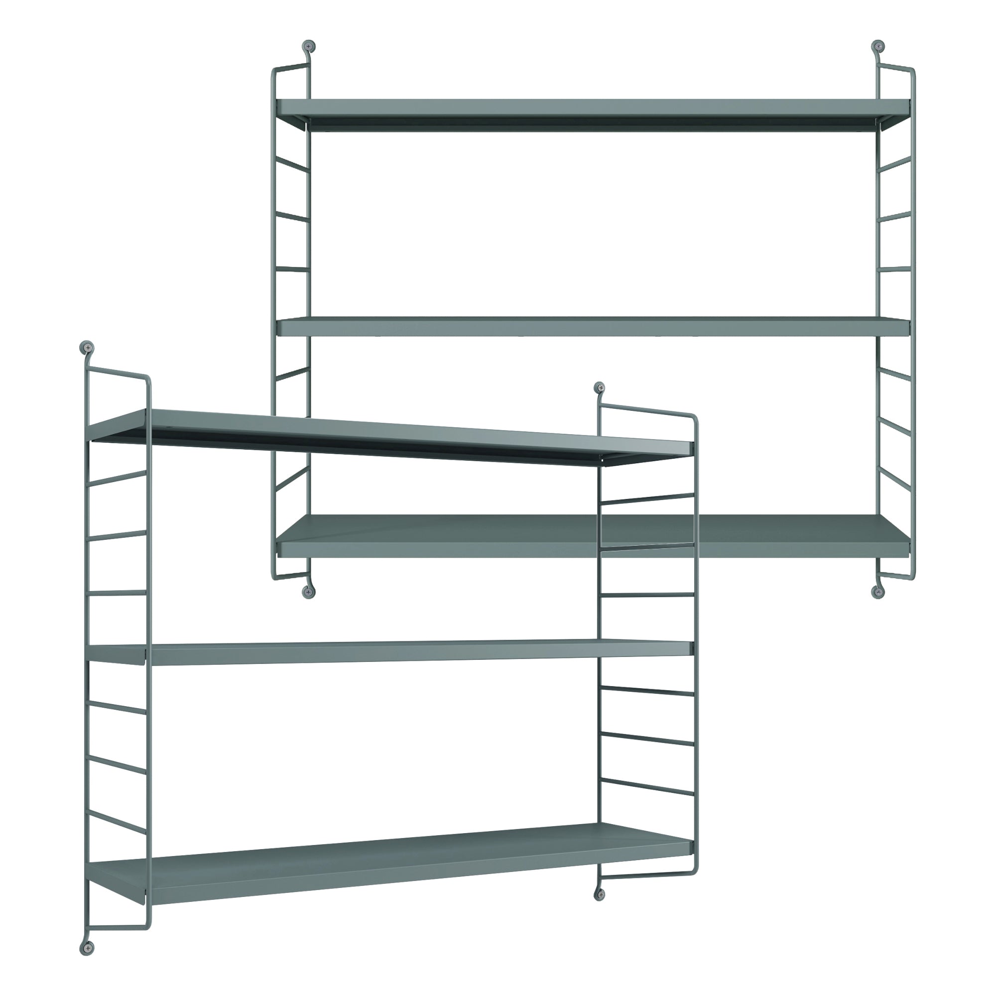 Set di 2 Scaffali da Parete Strängnäs a 3 Ripiani Regolabili  50 x 60 x 15 cm Acciaio Blu Grigiastro [en.casa]