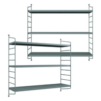 Set di 2 Scaffali da Parete Strängnäs a 3 Ripiani Regolabili  50 x 60 x 15 cm Acciaio Blu Grigiastro [en.casa]