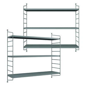 Set di 2 Scaffali da Parete Strängnäs a 3 Ripiani Regolabili  50 x 60 x 15 cm Acciaio Blu Grigiastro [en.casa]